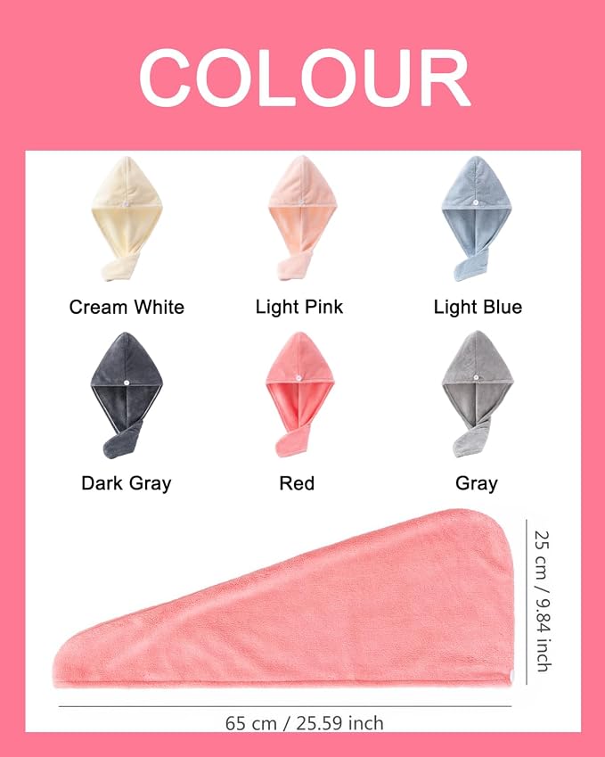 Lumimi Bath Pre Dry Hair Towel 4-Piece Set Quick Dry Extra Absorbent - Image 7