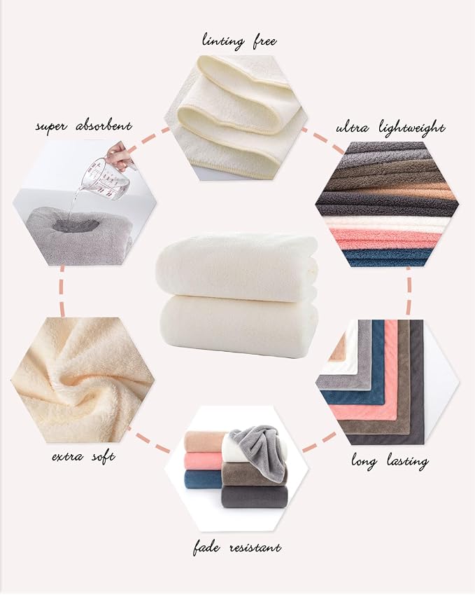 Lumimi Towels 2 Piece Soft Microfiber Bath Towel Set Salon Gym Yoga Travel - Image 4