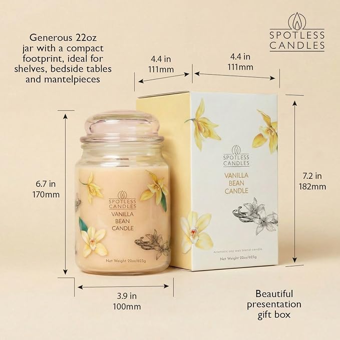 Candle Vanilla Bean 22oz with Wooden Wick in a Presentation Gift Box & - Image 3