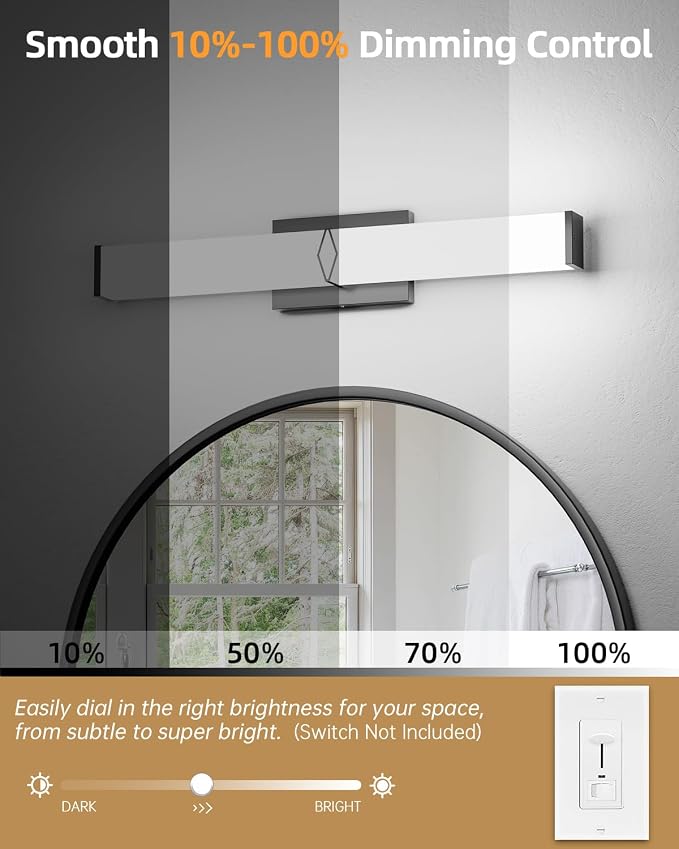 Modern Bathroom Light Fixtures, 24inch Dimmable LED Bathroom Vanity Lights Over - Image 3