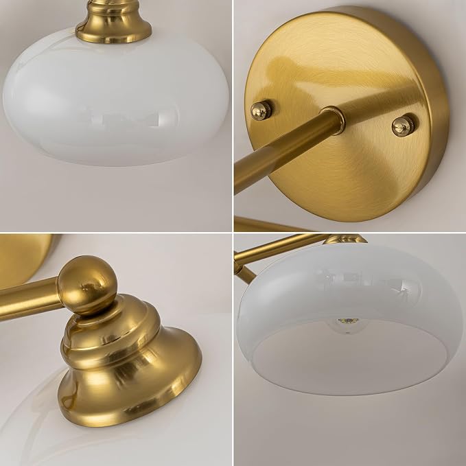 GoYeel Bathroom Light Fixtures Over Mirror, Vintage Gold Double Arm Vanity - Image 4