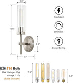 SANTOSTOCK Brushed Nickel Hardwired Wall Sconces Set of 2, Modern Bathroom - Image 4