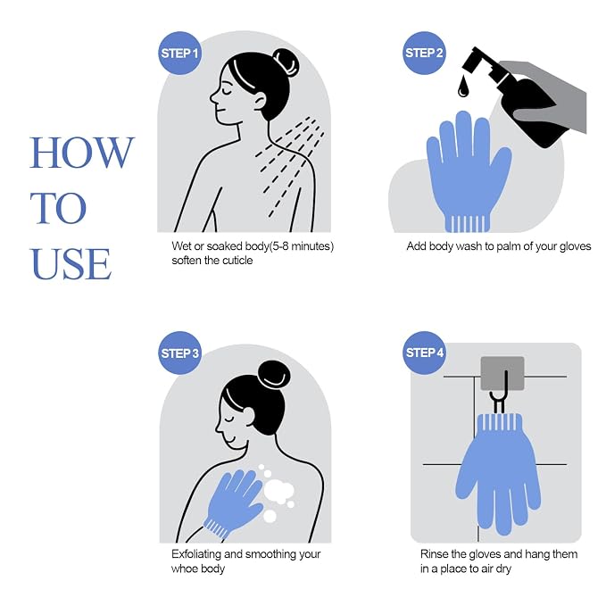 Evridwear Exfoliating Glove for Shower Men and Women, Dual Texture Bath Body - Image 3