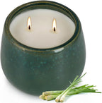 1 Pack Soy Wax Green Ceramic 2-Wick Outdoor Citronella Candles– Long Burning - Image 3