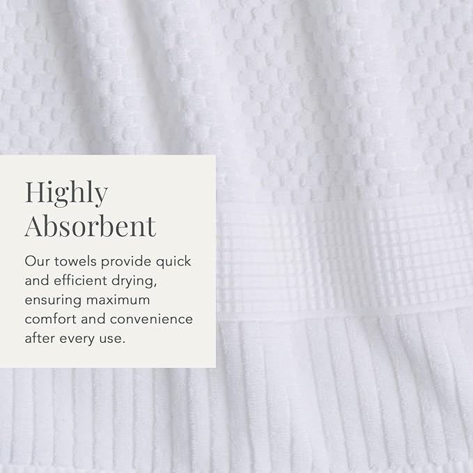 NY Loft 100% Cotton 6 Piece Bath Towel Set | White Towels | Oeko-TEX® Standard - Image 6