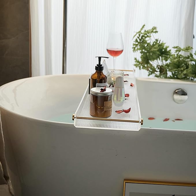 Acrylic Bathtub Tray, NEWRAIN Luxury Bath Caddy Tub Table, Unique House Warming - Image 6
