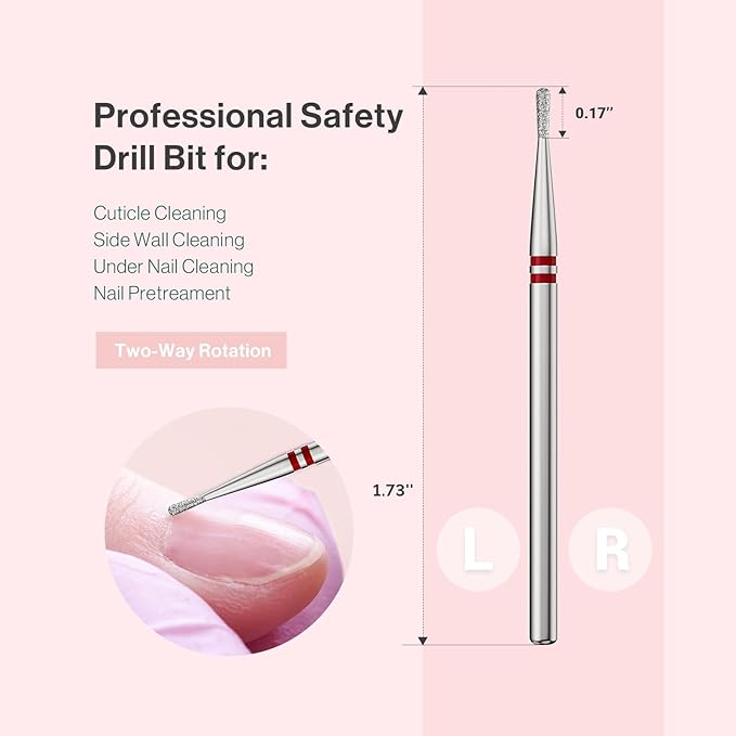 MelodySusie 1.2mm Pear Shape Cuticle Clean Nail Drill Bit 3/32'', Professional - Image 5