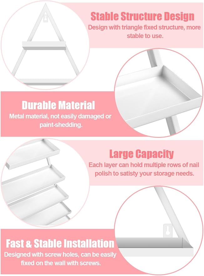 EBANKU 10PCS Nail Polish Racks 5 Tiers Nail Polish Shelf - Image 4