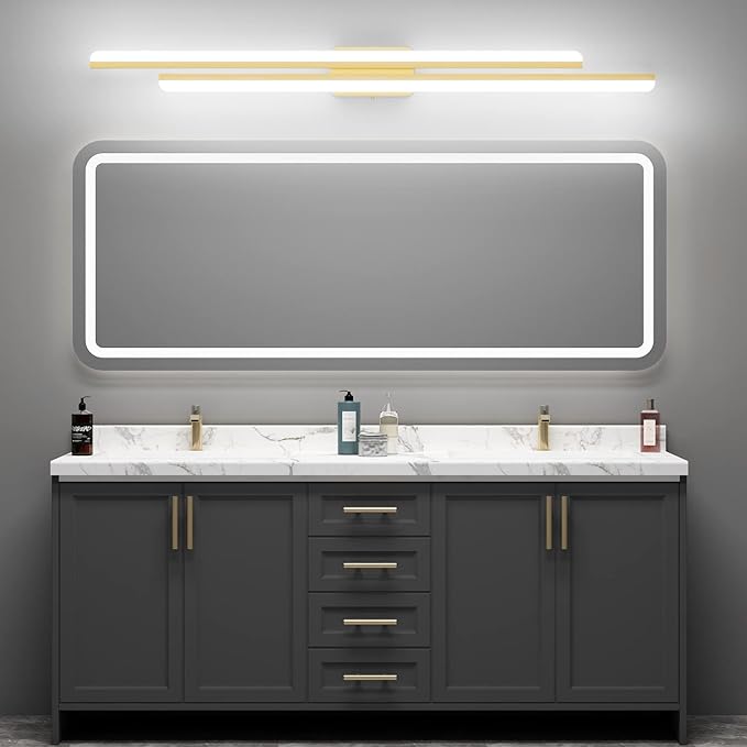 Ralbay 48" Gold Vanity Lights 48W Frosted Aluminum Modern LED Gold Bathroom - Image 3