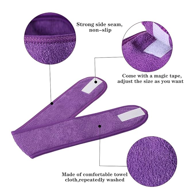 Facial Spa Headbands 4pcs, Makeup Shower Bath Wrap Sport Headband Terry Cloth - Image 3