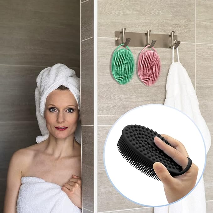 3 Pack Silicone Body Scrubber, Soft Silicone Loofah, Exfoliating Body Scrubber - Image 4