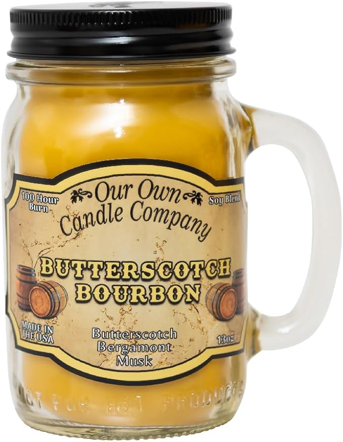 Our Own Candle Company, Butterscotch Bourbon Scented Mason Jar Candle, 100 Hour by OurOwnCandleCompanycandles