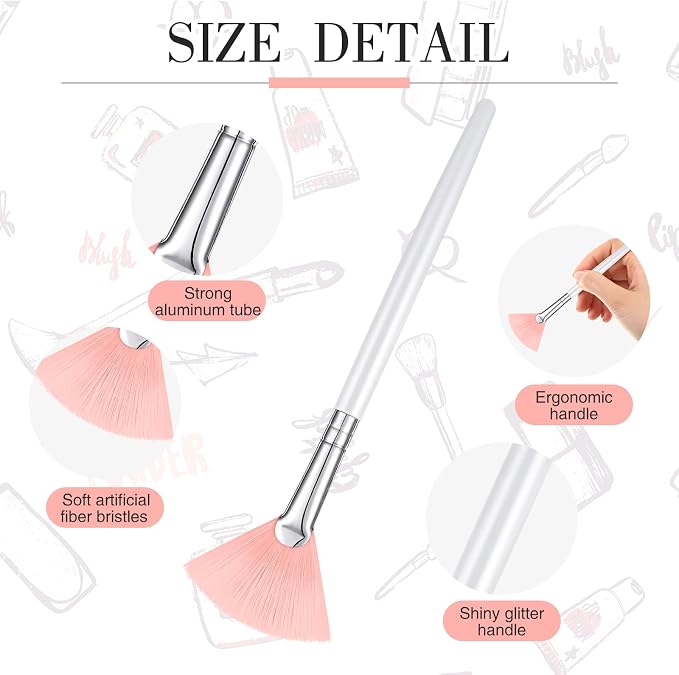 9 Pieces Facial Fan Mask Brushes, Soft Facial Applicator Brushes Tools - Image 3