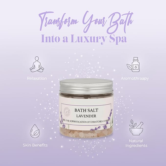 Himalayan Bath Salt with Lavender Petals, Essential Oil & Epsom Salt– 170 Grams - Image 2