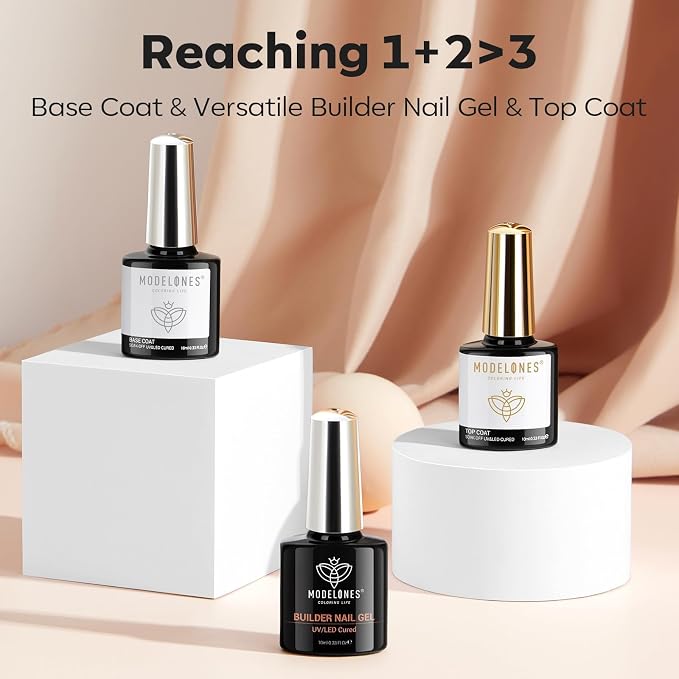 modelones 3 Pcs Top Coat Builder Nail Gel - Image 9