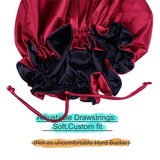 Adjustable Silk Satin Bonnet Hair Care Caps - Image 3