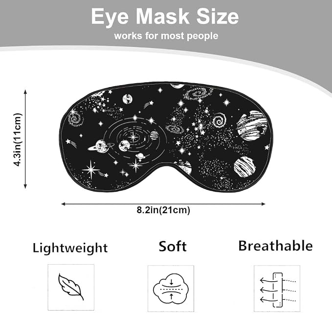 Space Galaxy Sleep Eye Mask Universe Star Moon Planets Constellation Black Silk - Image 2