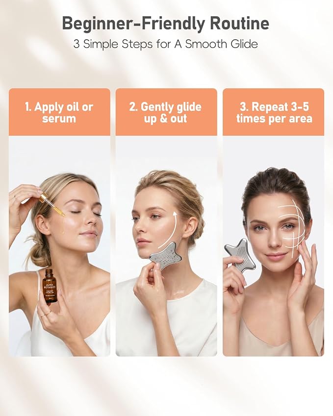 Non-Slip Grip Stainless Steel Gua Sha Facial Tools, 2026 Updated X-shaped - Image 7