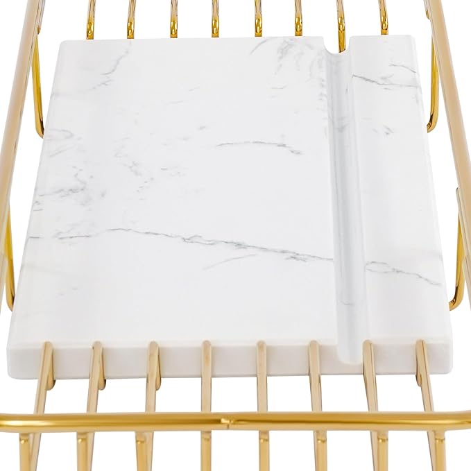 Stainless Steel Bathtub Tray, Expandable Marble Bath Tray - Image 6