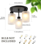 3-Light Industrial Farmhouse Black Matte Light Fixtures Ceiling Mount, - Image 5