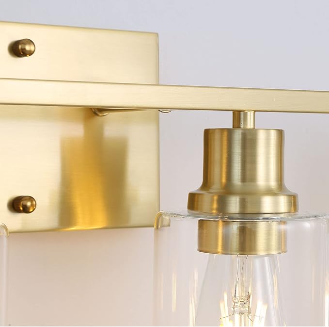3-Lights Gold Bathroom Light Fixture, Brushed Brass Vanity Light - Image 5