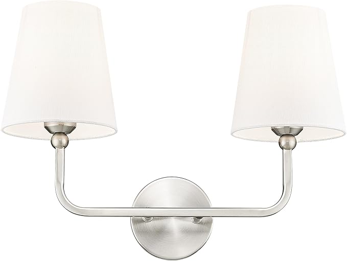 2-Light Bathroom Light Fixtures, Brushed Nickel Vanity Lights, Double Wall by Metwet