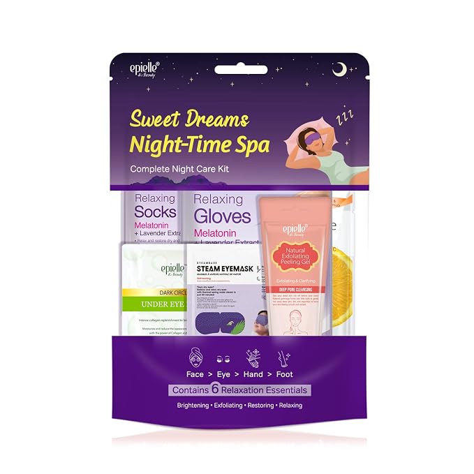 Epielle Sweet Dream Night-Time Spa Kit, 6 Relaxation Essentials, At-Home Spa Kit - Image 2