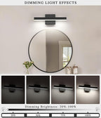 Joossnwell Black Bathroom Vanity Light Fixtures Dimmable 5CCT LED Bathroom - Image 3