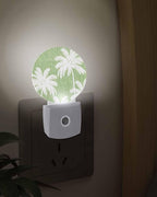 Night Lights Auto Sensor Tropical Palm Trees Night Light Green Linen Coastal - Image 3
