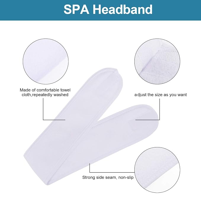 Whaline Spa Facial Headband Head Wrap Terry Cloth Headband 4 Counts Stretch - Image 4