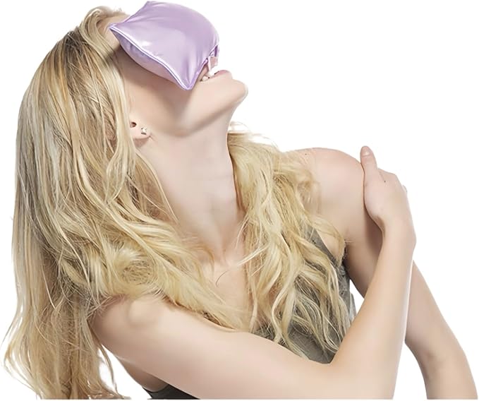 Lavender Eye Pillow, Hot or Cold Weighted Satin Eye Mask, Microwaveable Moist - Image 2