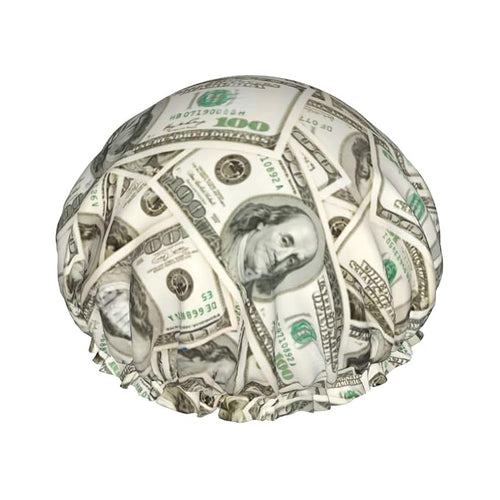 100 Dollar Money Shower Cap For Women Reusable Waterproof Double Layers Bath by YUZEKABZ
