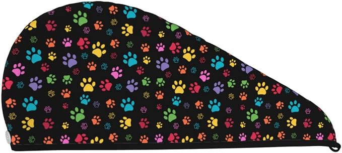 Colorful Paw Pattern Hair Towel Wrap Microfiber Fast Drying Hair Turban - Image 7