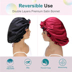 Adjustable Silk Satin Bonnet Hair Care Caps - Image 2