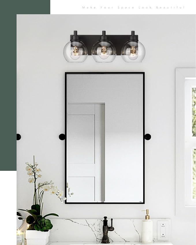 Bathroom Light Fixtures, 3-Light Matte Black Vanity Light, Modern Wall Sconces - Image 6