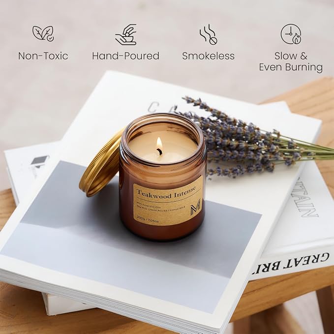 M&SENSE Teakwood Intense Scented Christmas Candle Gift, Aromatherapy Candle Set - Image 4