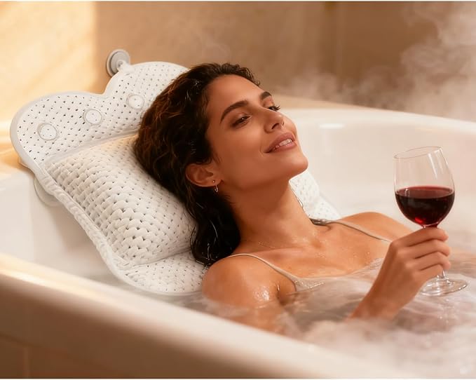 Bath Pillow Non Slip Spa Bathtub Head & Neck Rest Support, Headrest - Image 2