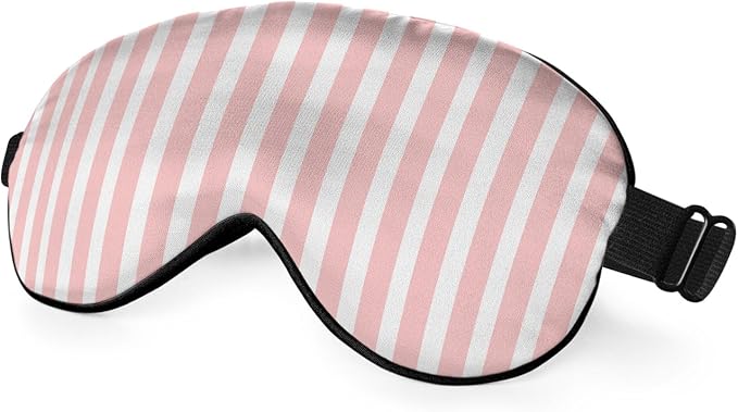 Striped Eye Mask Sleeping Mask Pink and White Stripes Sleep Masks Silky Soft by Unknown