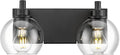 Bathroom Light Fixtures, 2 Light Matte Black Vanity Light, Modern Wall Sconces by Metwet