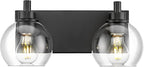 Bathroom Light Fixtures, 2 Light Matte Black Vanity Light, Modern Wall Sconces by Metwet