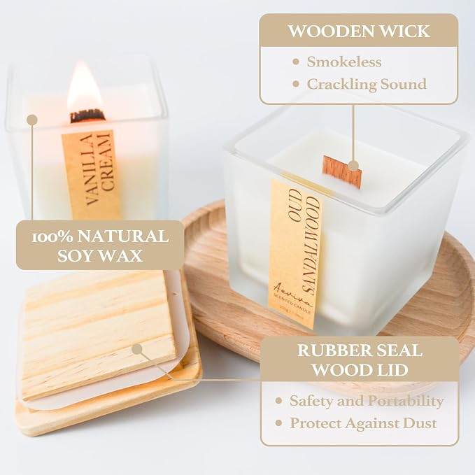 Scented Candle, 7.04 oz Oud Sandalwood Aromatherapy Candle, Natural Soy Wax - Image 4