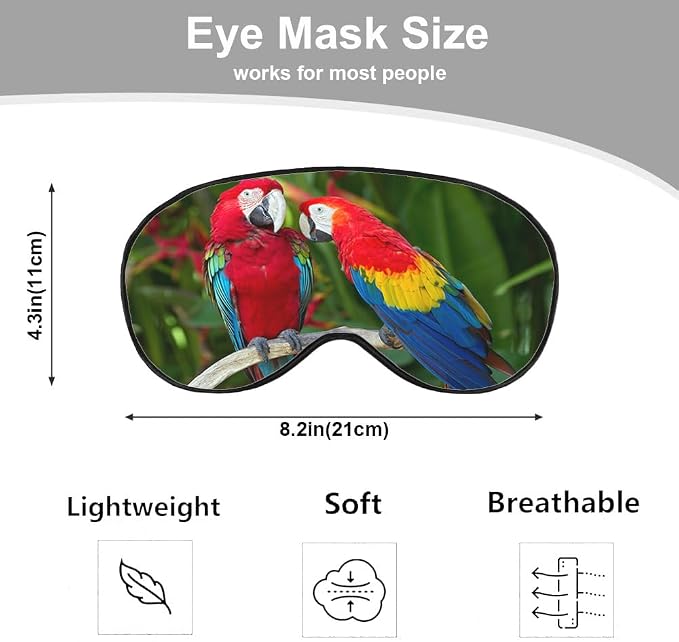Macaws Parrot Silk Sleep Mask Tree Branch Bright Bird Tropical Eye Mask - Image 2