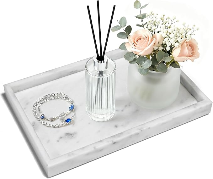 Pure Natural Marble Tray for Bathroom, Sink. Cosmetics, toiletries, etc. can be by Unknown