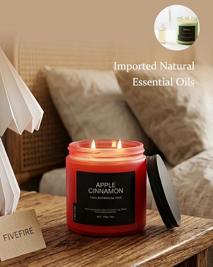 Apple Cinnamon Home Scented Candles, 13oz Organic Soy Wax, 76-Hour Clean Burning - Image 6
