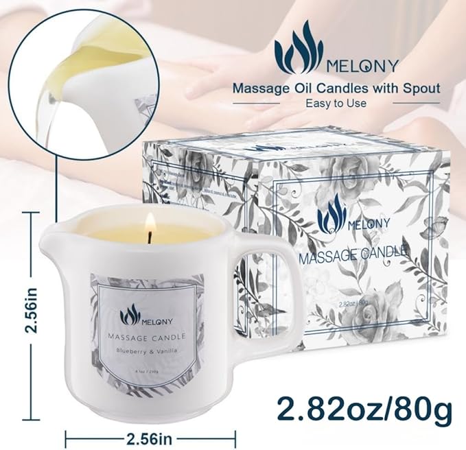 MELONY Soy Massage Oil Candle | Blue & Vanilla | Low Temp | 2.82 OZ / 80G | - Image 6