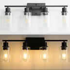 Bathroom Vanity Light Fixtures, 4-Light Matte Black Bathroom Lights, Wall - Image 4