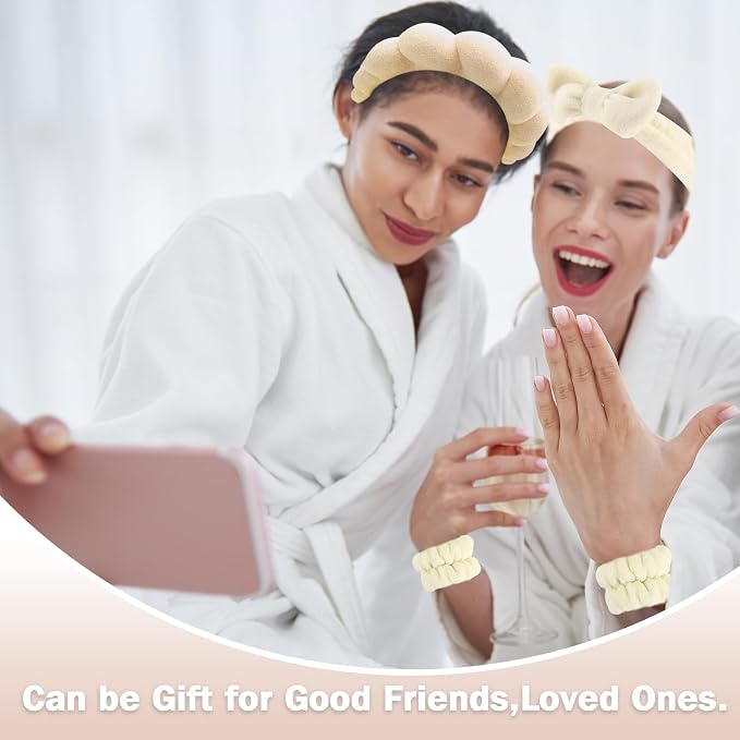 Zkptops 6Pcs Spa Headband for Washing Face Wristbands Set Women Bubble Makeup - Image 2