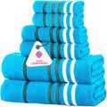 CASA COPENHAGEN Exotic 6 Pieces Towel Set- Teal, 525 GSM 2 Bath Towel 2 Hand by CASACOPENHAGEN
