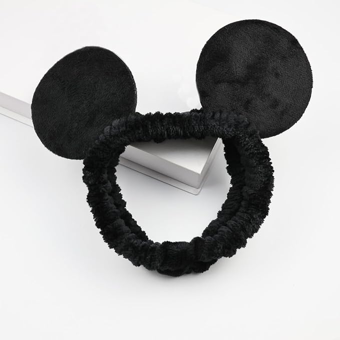 JIAHANG Mouse Ears Facial Spa Headbands, Coral Fleece Wash Face Hair Band - Image 6