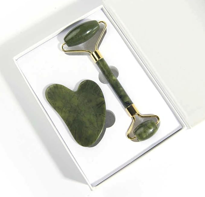 Premium Jade Roller with Gua Sha Set, Natural Green Jade Stone, Face Massage - Image 4